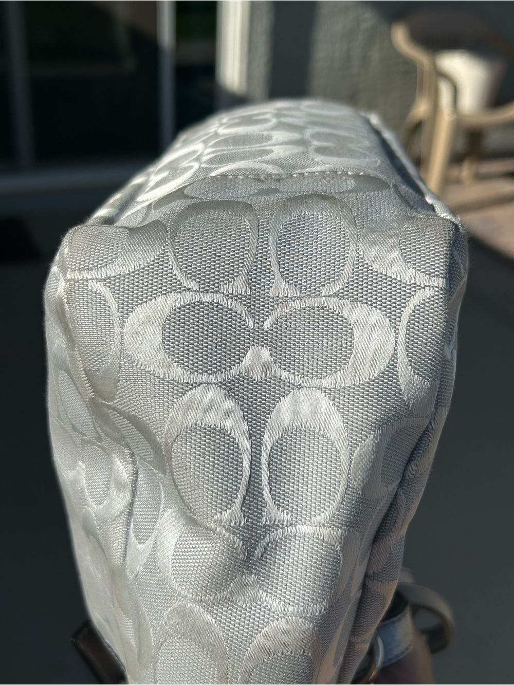 Coach 2011 Gallery Metallic Silver Gray Signature Jacquard Tote - Picture 10 of 11